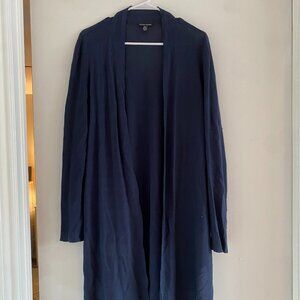 Eileen Fisher Long Navy Open Front Cardigan | 100% Tencel | Size L